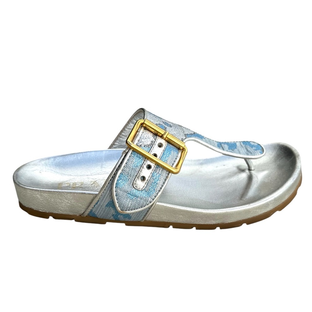 PRADA Silver Flat Sandals Slides - image 6